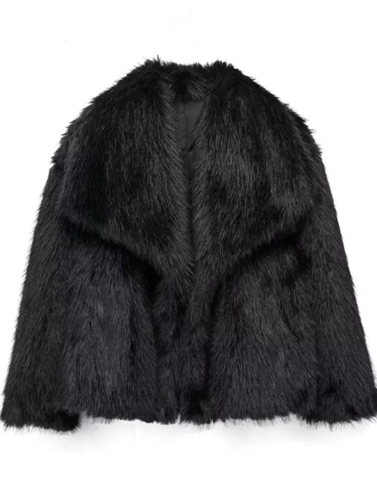 Women Oversized Faux Fur Coat | Long Sleeve