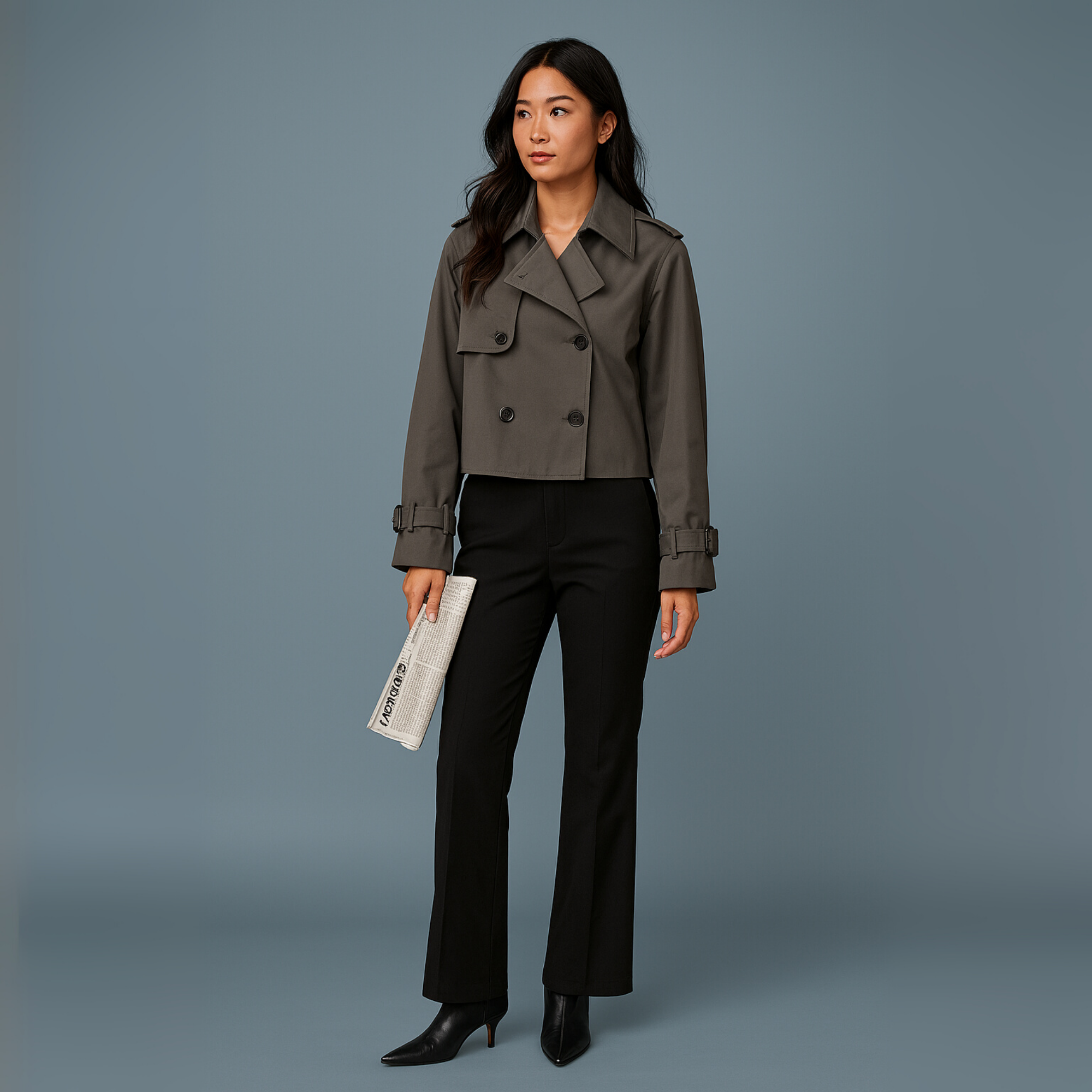 Women Cropped Double Breasted Jacket | Structured Cuff