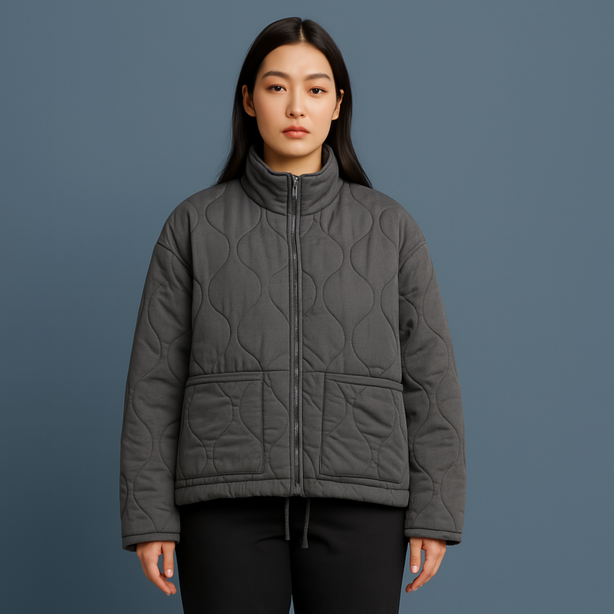 Women Quilted Zip Jacket | Functional Drawstring