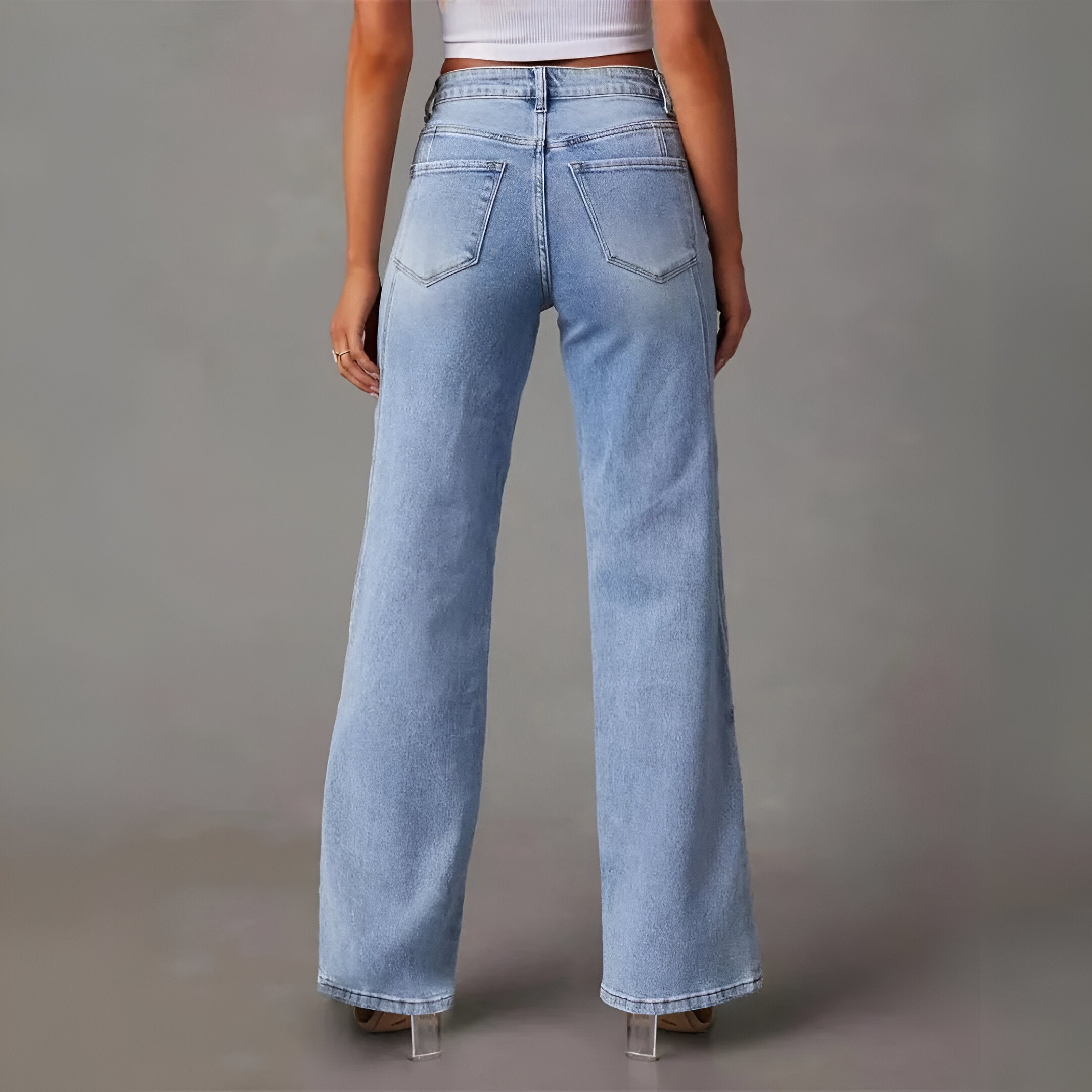 Women High-Waist Wide-Leg Jeans | Seam Detail