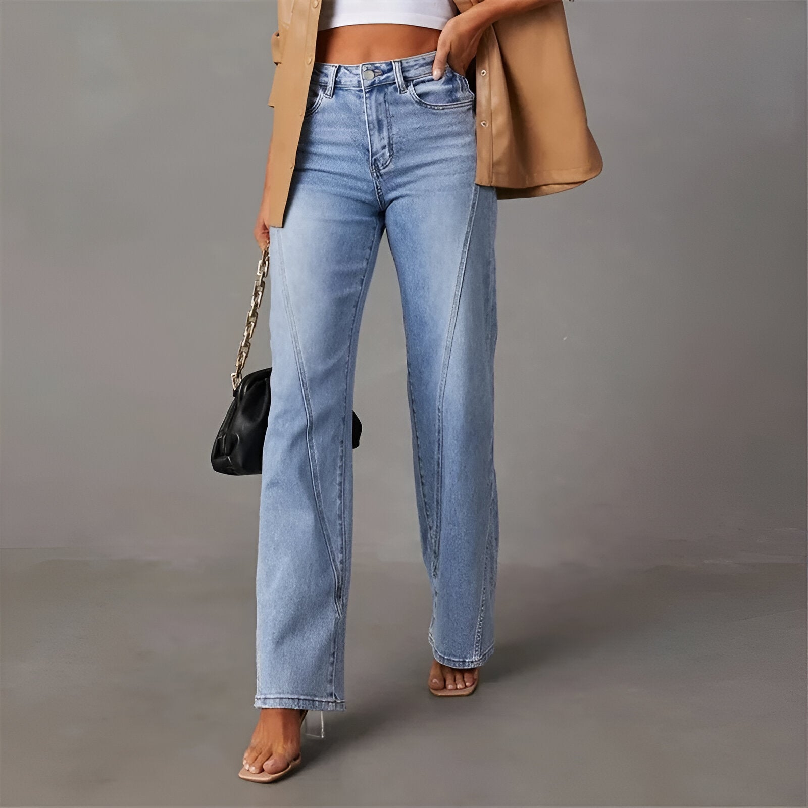 Women High-Waist Wide-Leg Jeans | Seam Detail