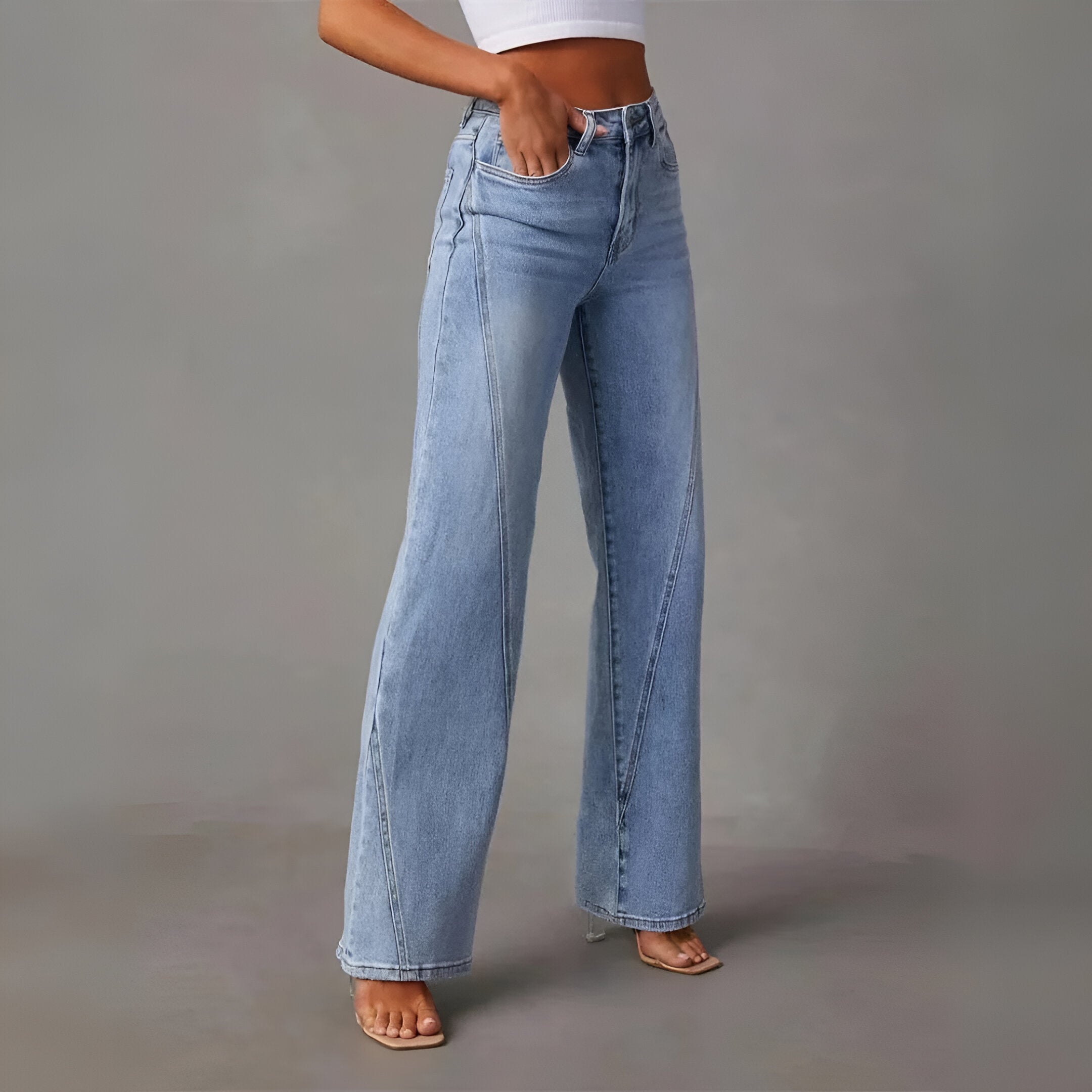 Women High-Waist Wide-Leg Jeans | Seam Detail