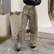 Women Leopard Print Wide Leg Trousers | Casual Fit