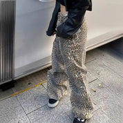 Women Leopard Print Wide Leg Trousers | Casual Fit