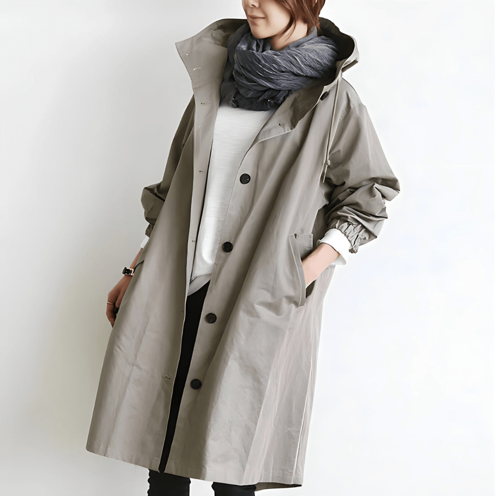 Women Hooded Coat | Long Buttoned Coat