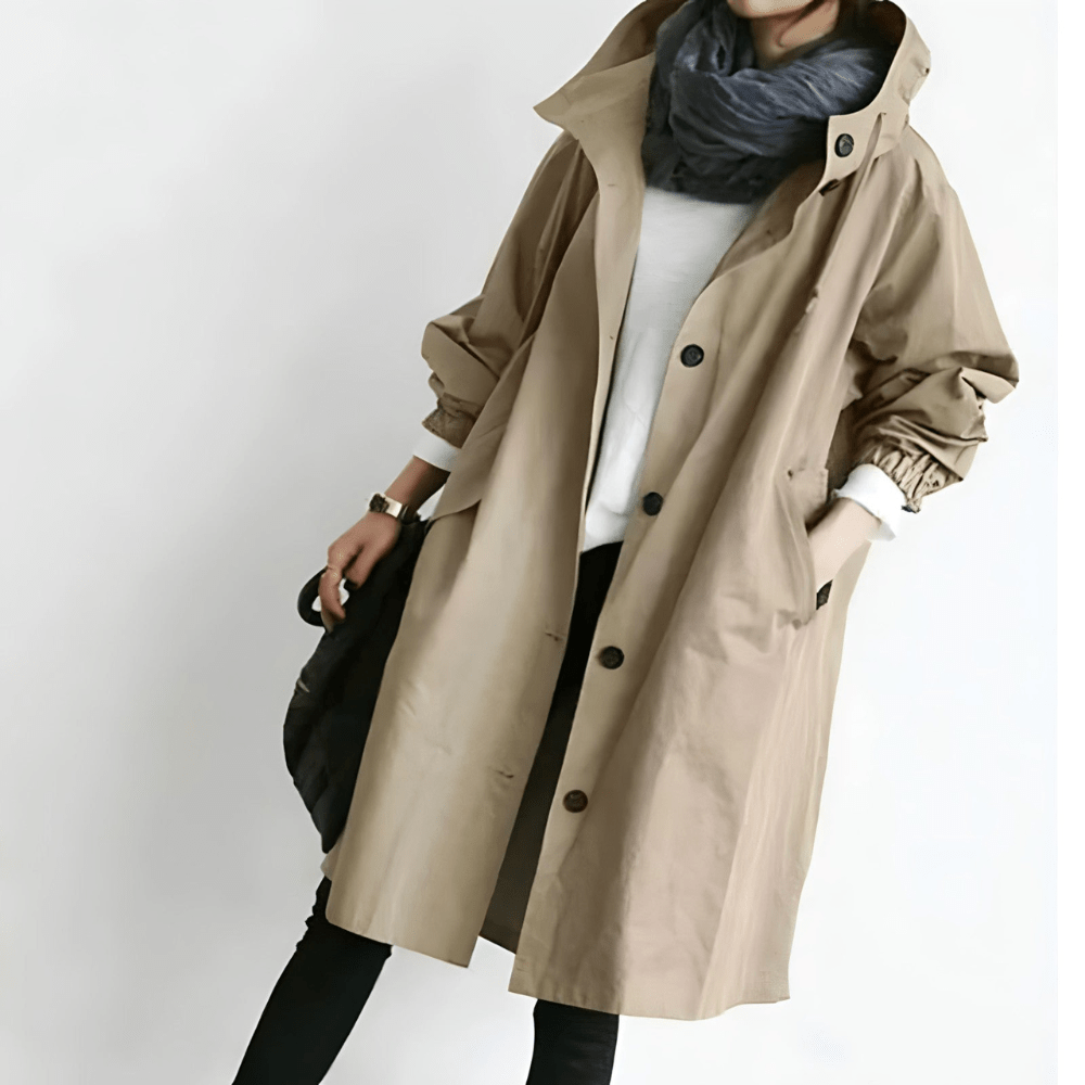 Women Hooded Coat | Long Buttoned Coat