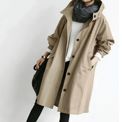 Women Hooded Coat | Long Buttoned Coat