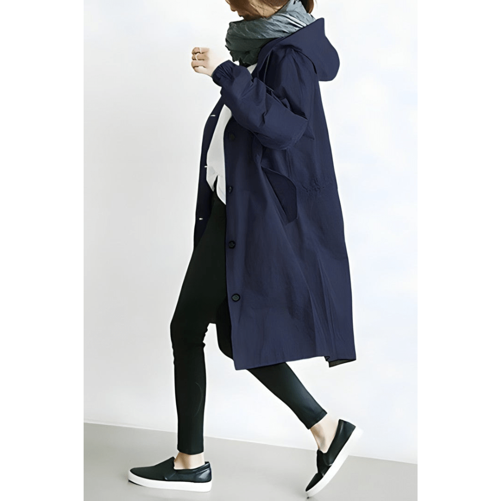 Women Hooded Coat | Long Buttoned Coat