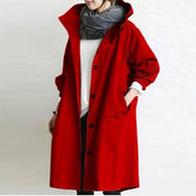 Women Hooded Coat | Long Buttoned Coat