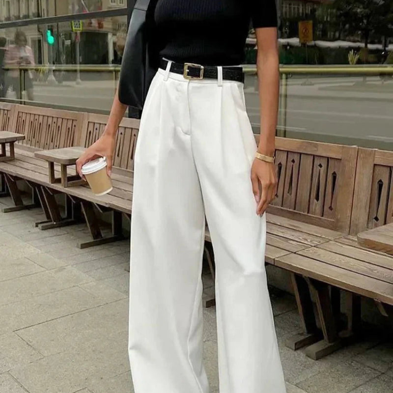 Women Wide-Leg Trousers | Pure White