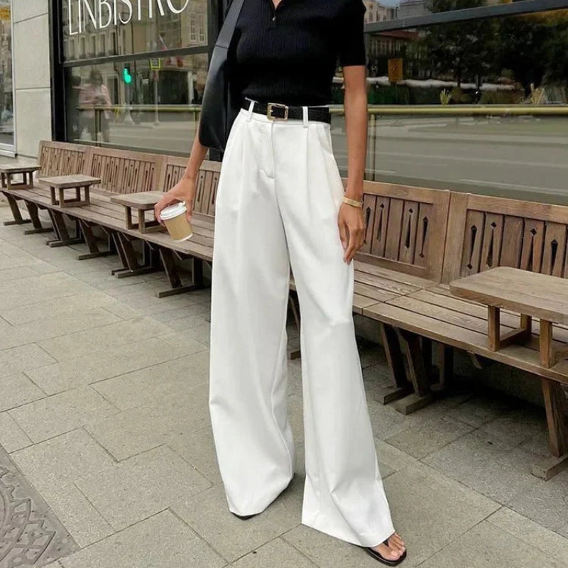 Women Wide-Leg Trousers | Pure White