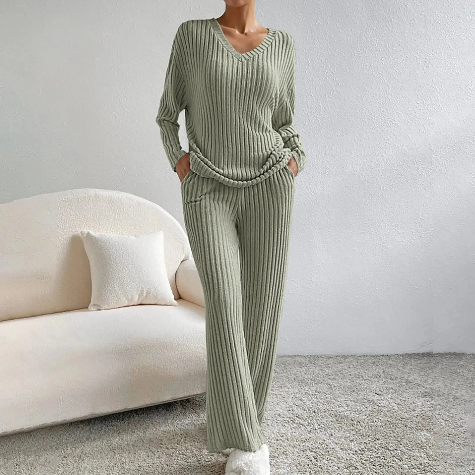 Women Two Piece Loungewear | Ribbed Lounge Set