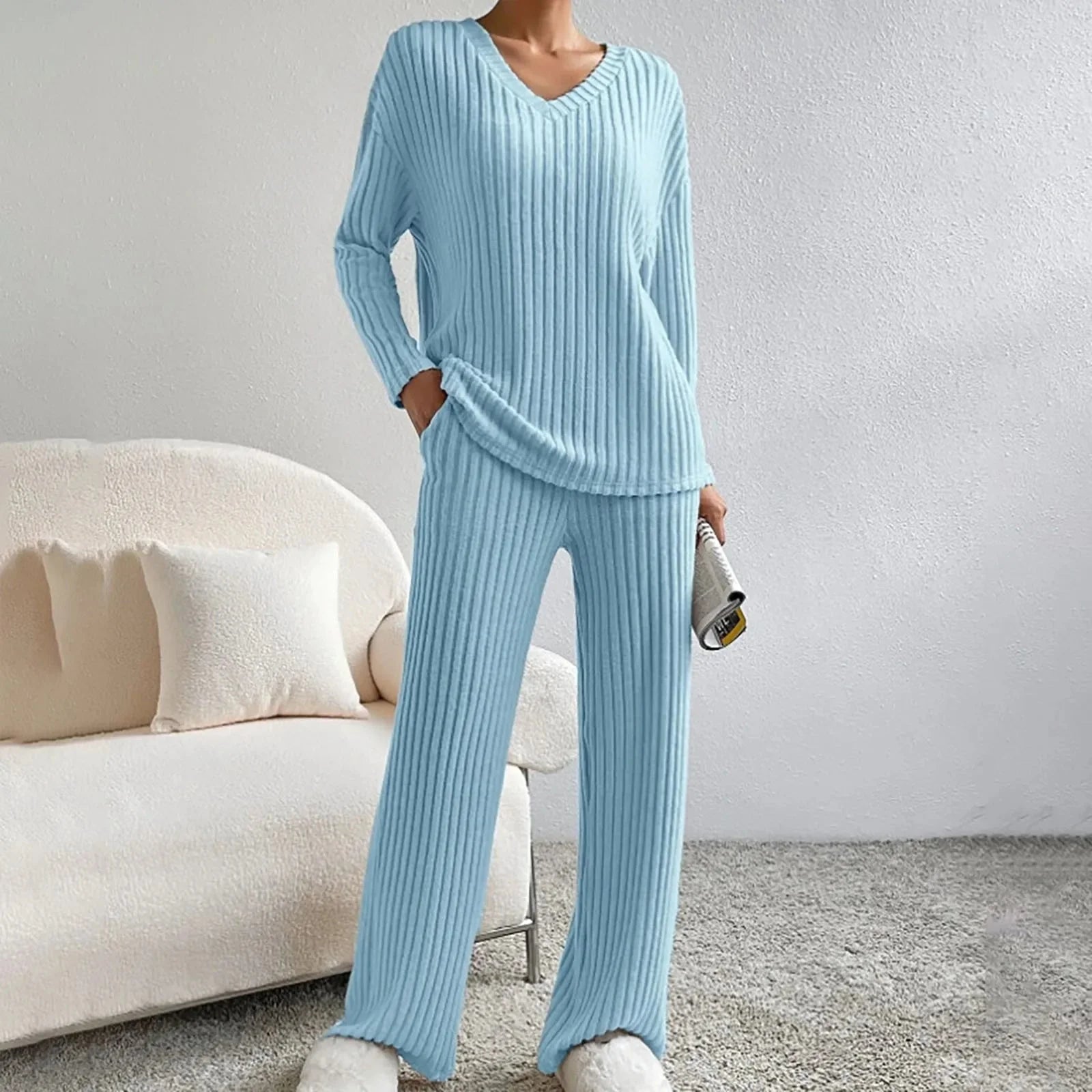 Women Two Piece Loungewear | Ribbed Lounge Set