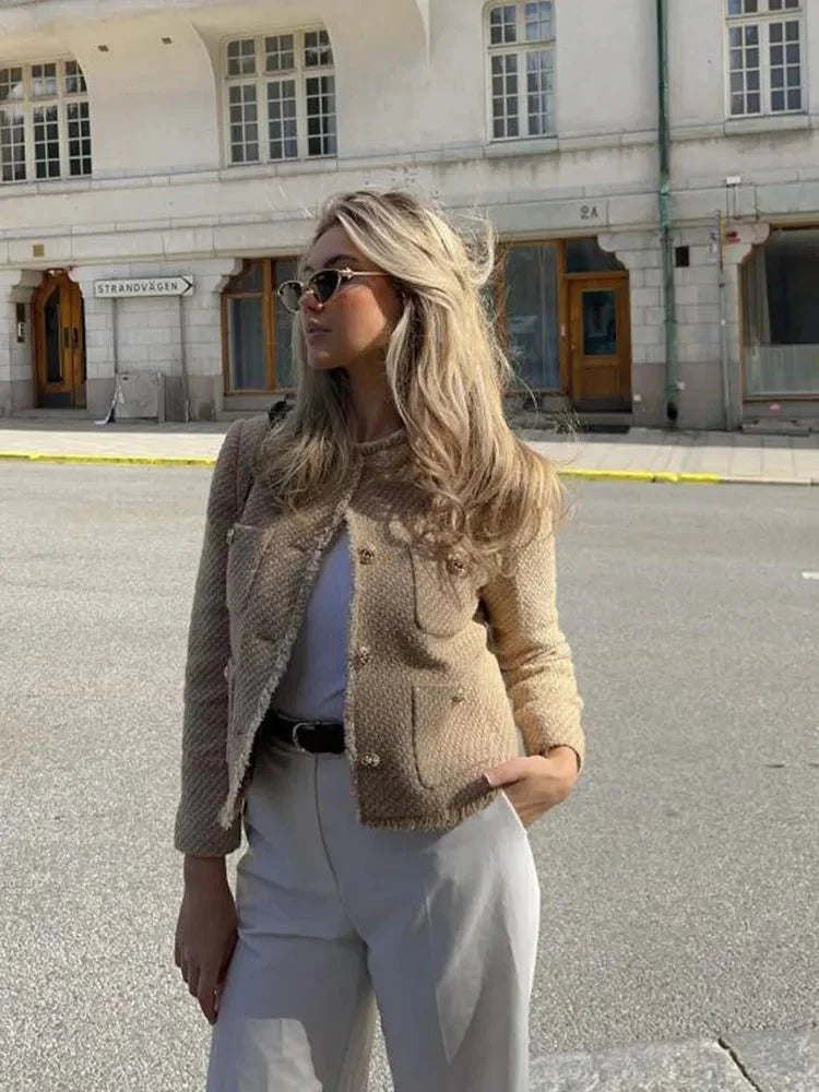 Women Tweed Blazer | Long Sleeve Blazer
