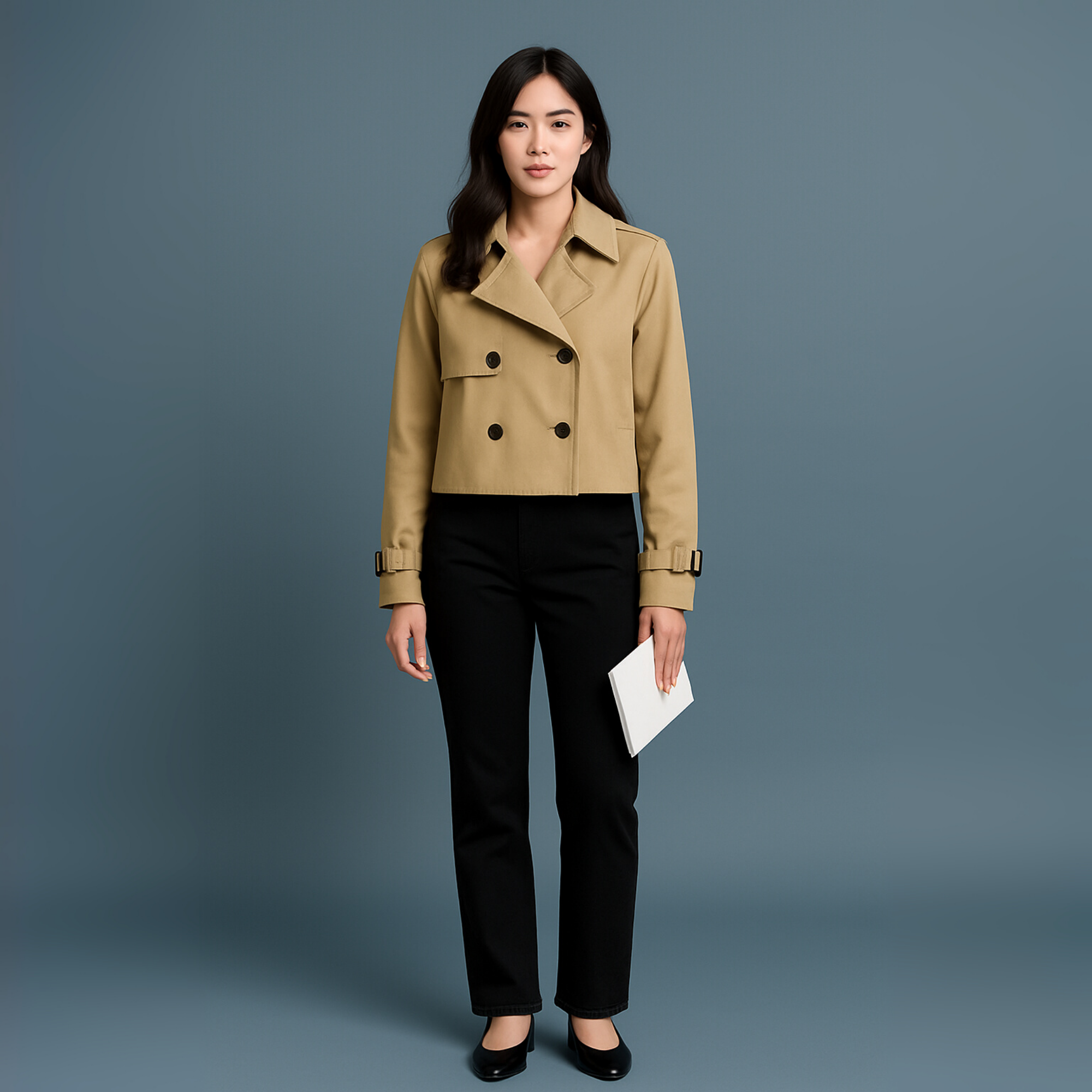 Women Cropped Double Breasted Jacket | Structured Cuff